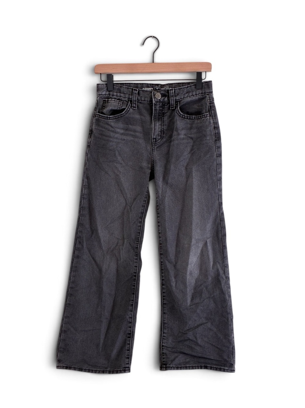 Old Navy | Charcoal black high rise casual baggy wide leg jeans girls size 12